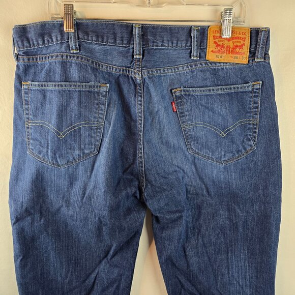Levi's 514 Jeans Mens 38x30 Blue Denim Dark Wash Straight Fit Casual Normcore - Picture 6 of 11